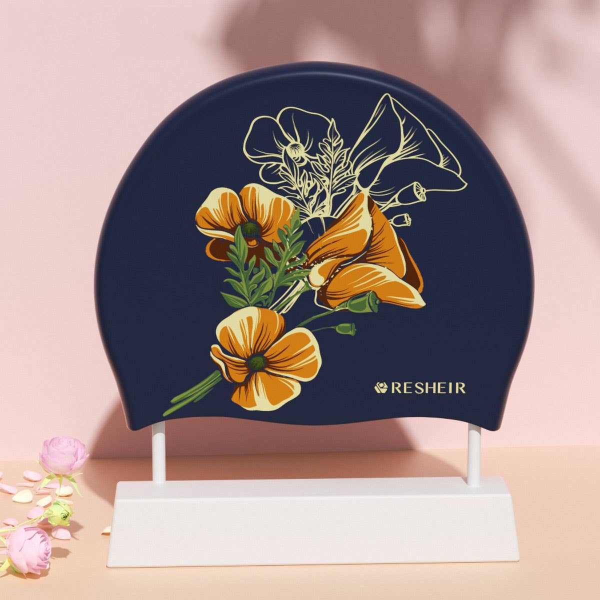 ADULT WOMENS SWIM CAP FLORAL WATERPROOF_CWMM6711