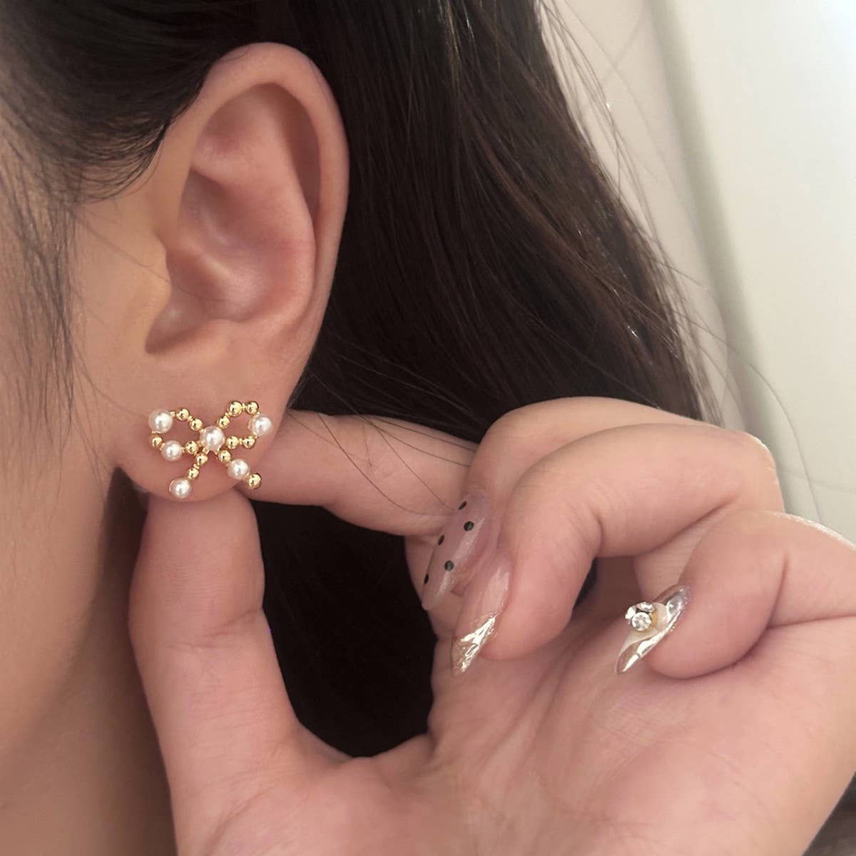 NEW STYLE FASHION EXQUISITE METAL BOW EARRINGS_CWAJE3003
