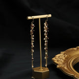 Womens Natural Pearl Tassel Long Earrings