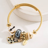 GOLD ALLOY SWAN CHARM ADJUSTABLE BRACELET_CWMM8507