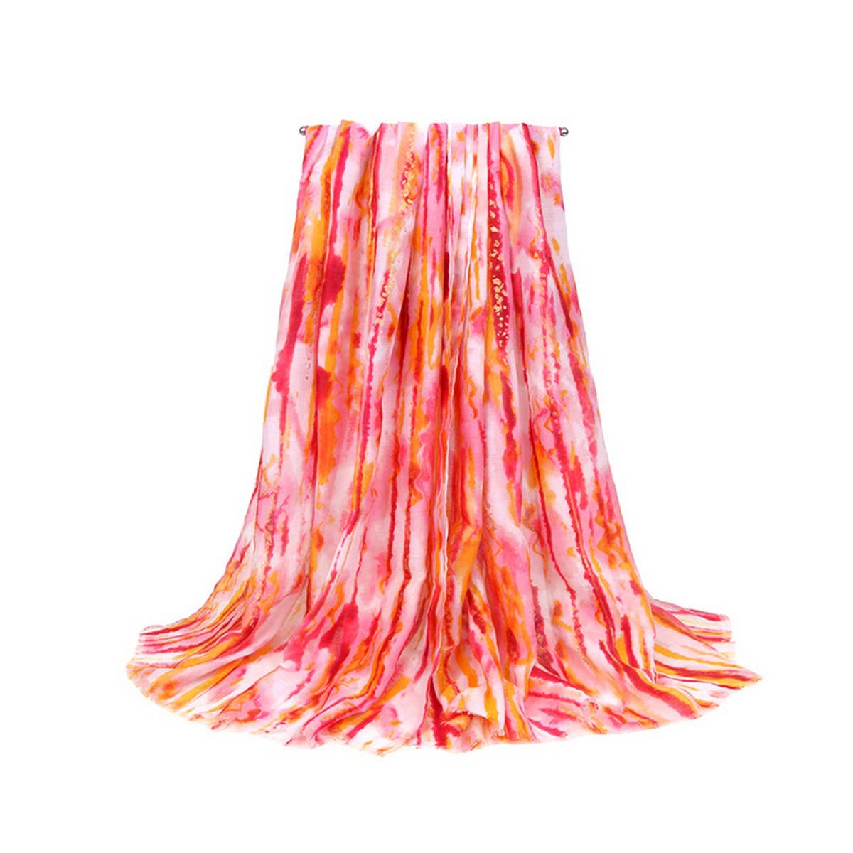 COLOR LINE PRINT SCARF GOLD ACCENT BEACH WRAP_CWASC0686