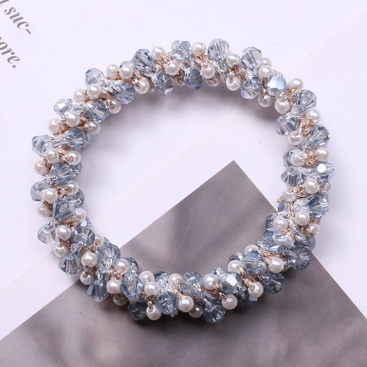 MINIMALIST PEARL CRYSTAL HAIR TIE STYLISH PONYTAIL_CWAHA6769