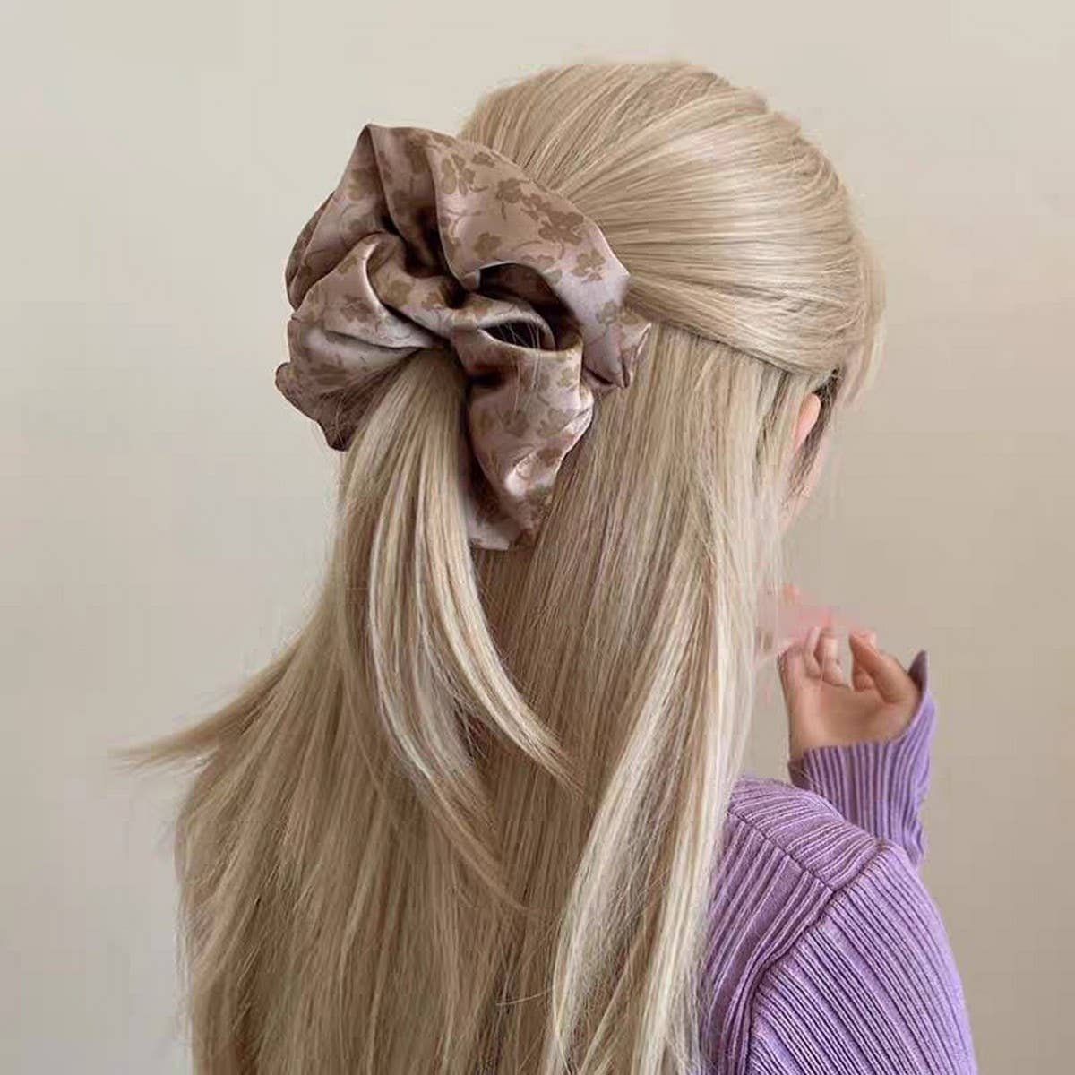 NEW RETRO GENTLE FLOWER HAIR SCRUNCHIES_CWAHA1741
