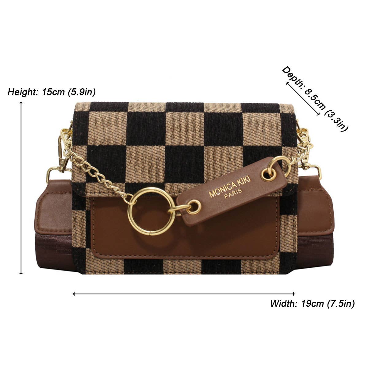 Trendy Checkered Pu Crossbody Bag For Women_Cwab1545