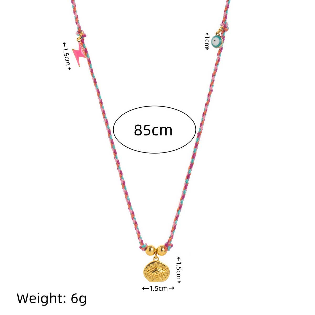 EVIL EYE CHARM CHOKER COLORFUL COTTON PENDANT_CWMM6968