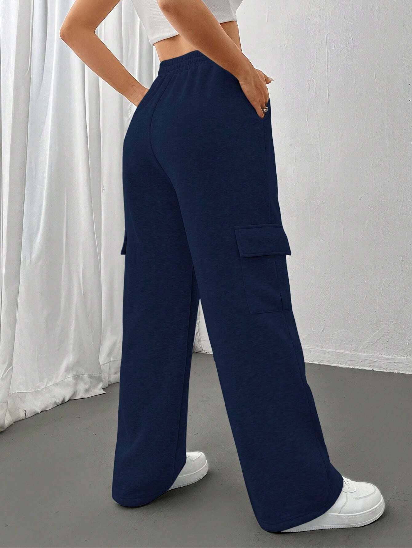 Straight-Leg High-Waisted Solid-Color Sweatpants
