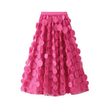 3D POLKA DOT TULLE A LINE FLARED MIDI SKIRT_CWBMS0379