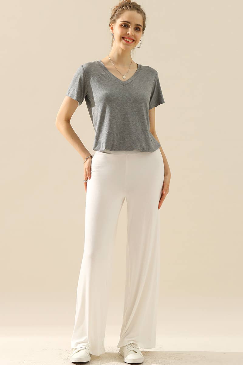 Women Solid Color Baggy Wide Leg Pants_Cwblp397
