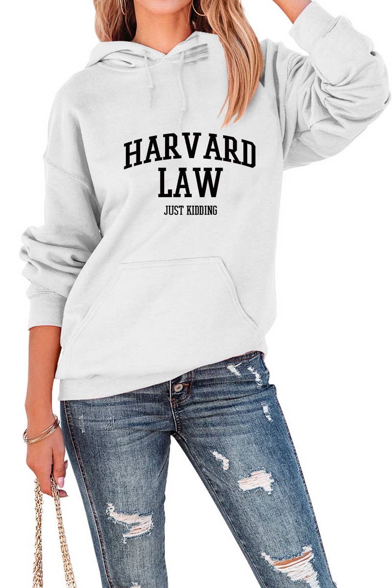 Women Harvard Printing Hooded Long Sweatshirt_Cwohol0320
