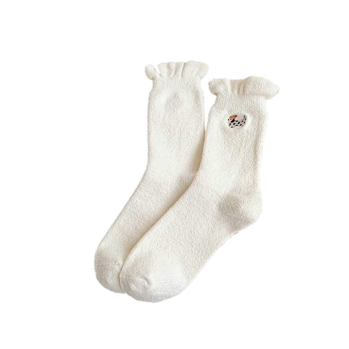 Soft Milk Fleece Embroidered Slouchy Socks_Cwms03219