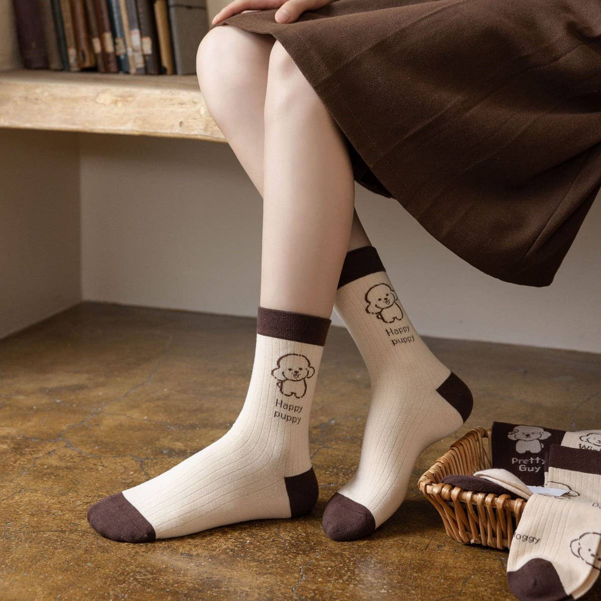 NEW AUTUMN MAILLARD CARTOON CUTE PUPPY SOCKS_CWMS1368