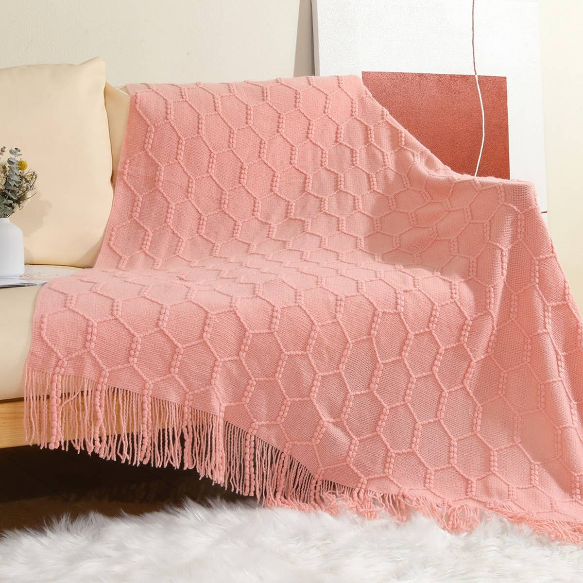 KNITTED SIMPLE THIN TASSEL SOFA BLANKET_CWMM0223