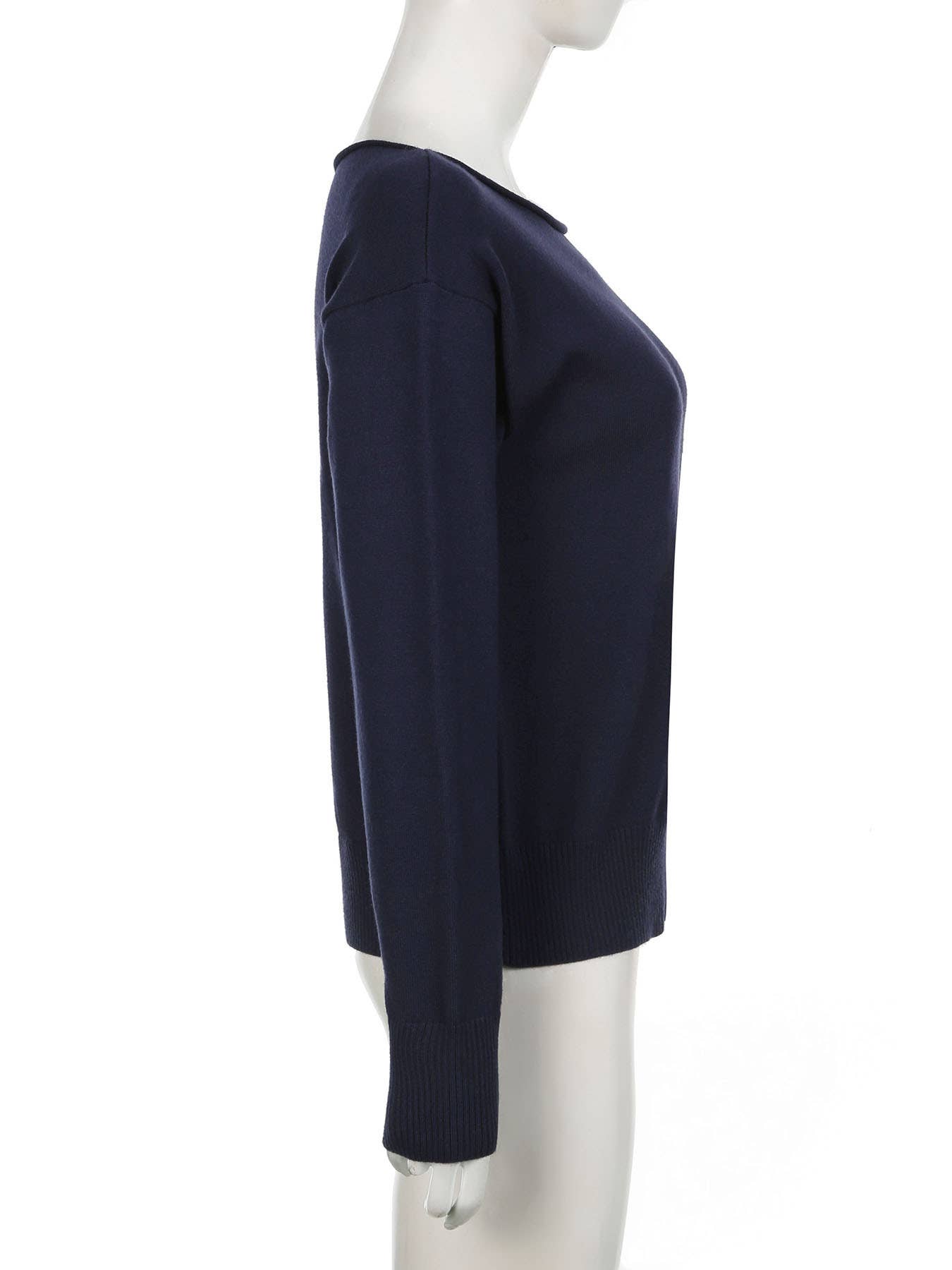 Solid Color Diagonal Shoulder Pullover Sweater