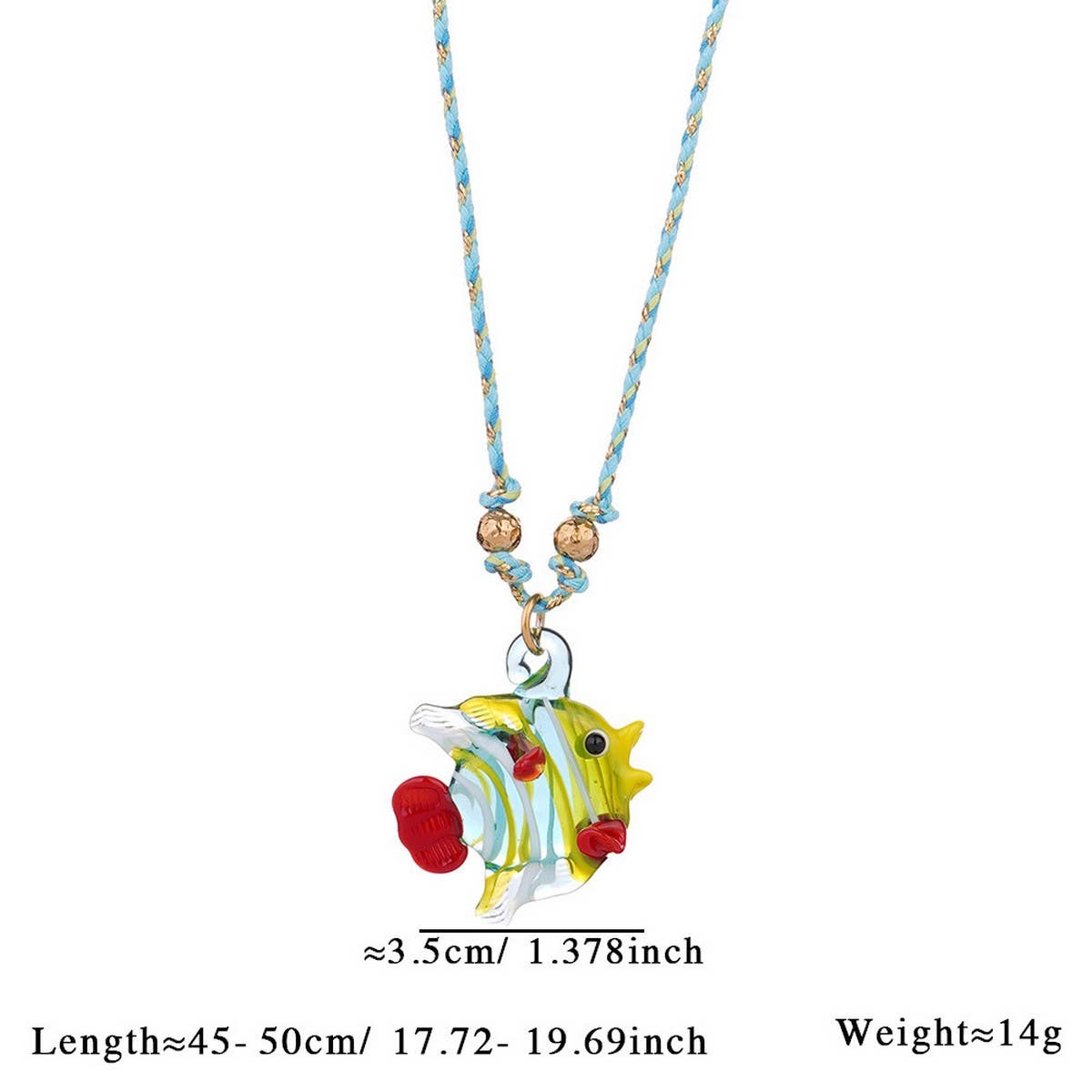 COLORFUL GLASS FISH OCEAN PENDANT NECKLACE_CWMM7525