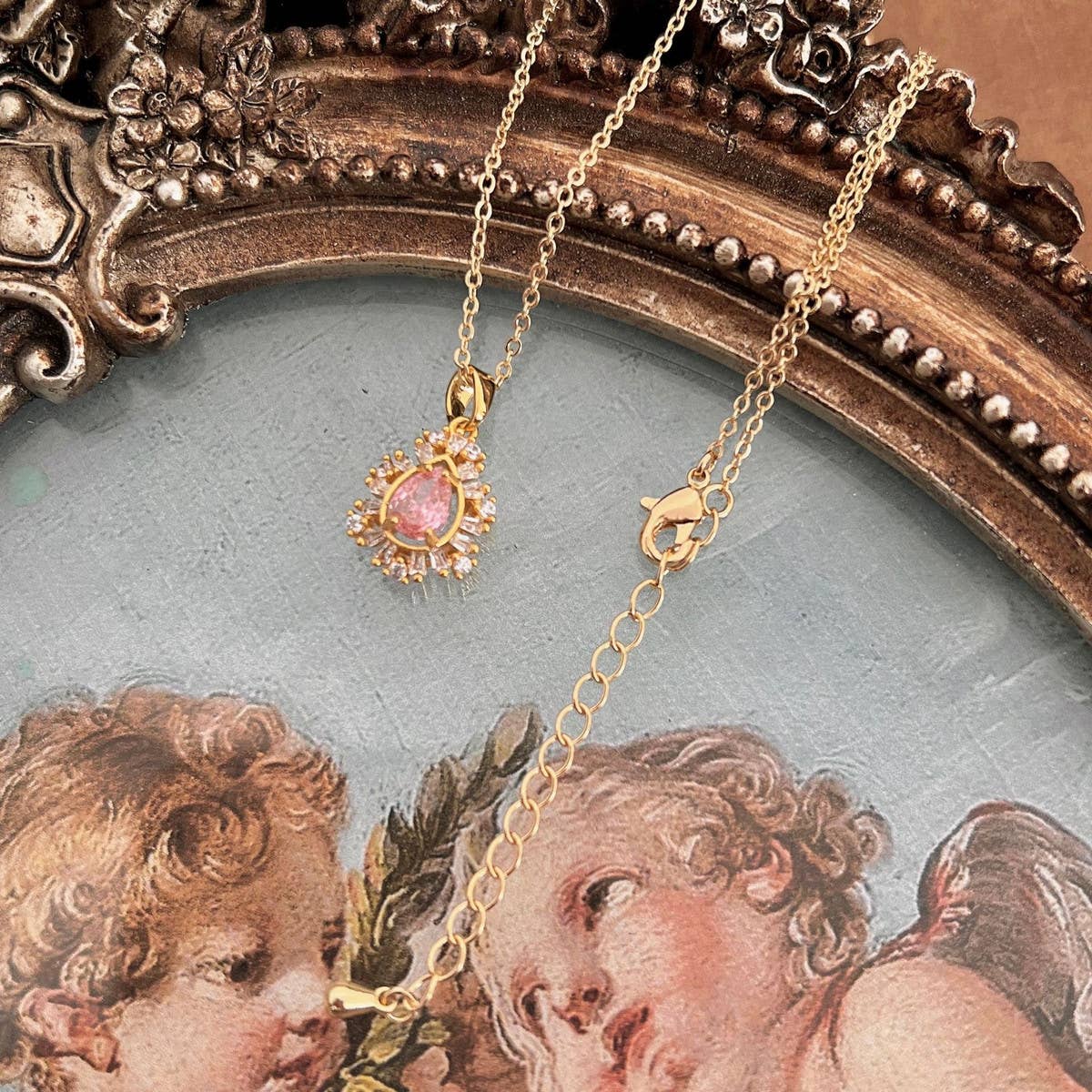 2024 NEW SIMPLE PINK WATER DROP NECKLACE_CWAJE1262