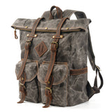 Waterproof Waxed Canvas Colorblock Backpack_Cwab5534