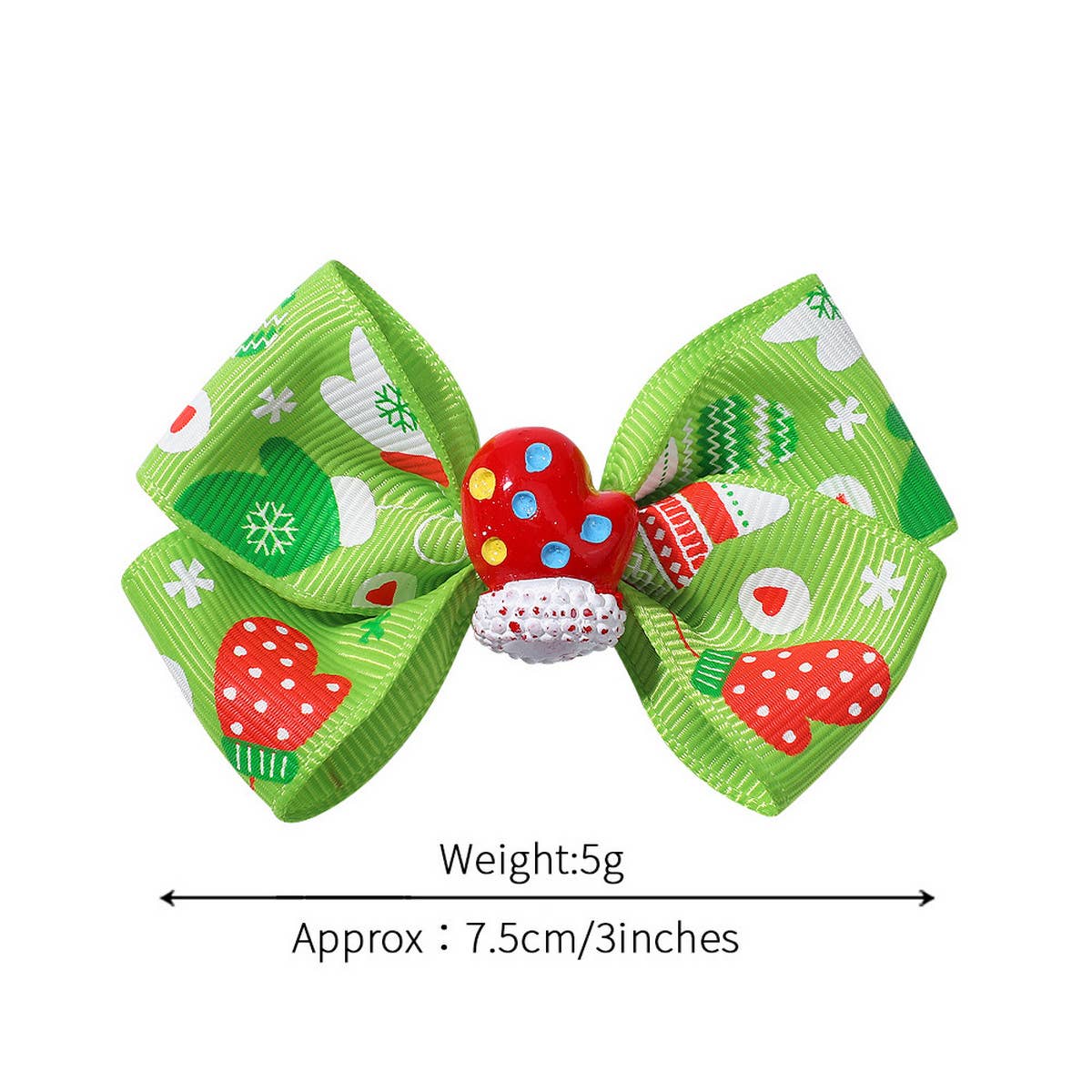 CHILDRENS SANTA CLAUS PRINTED BOW HAIRPIN_CWAHA2364