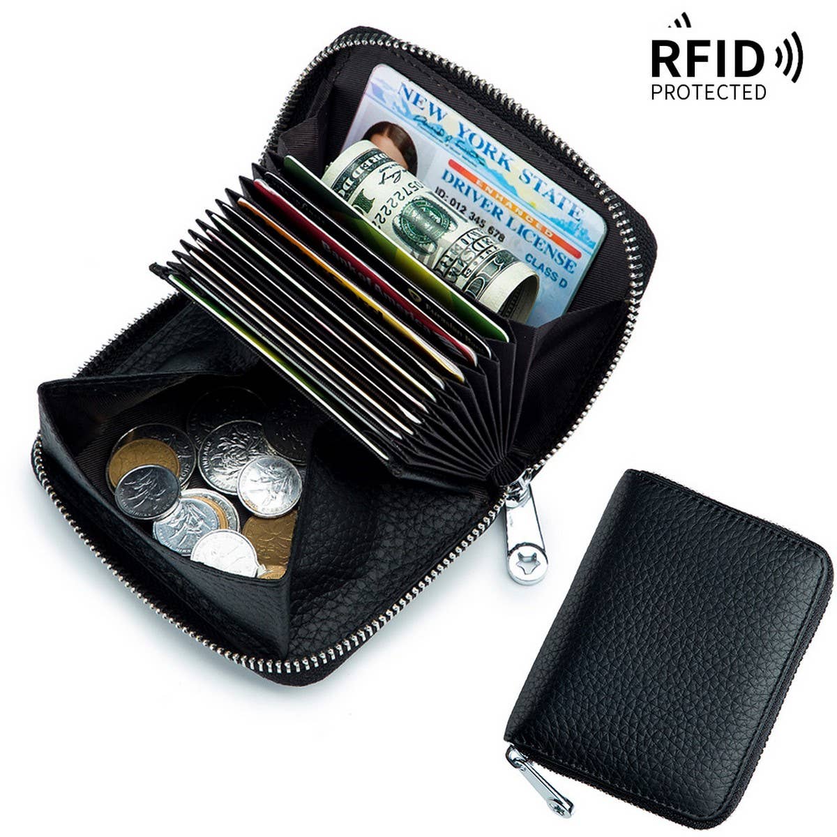 COIN PURSE ZIPPER GENUINE LEATHER CARD HOLDER_CWAB3831