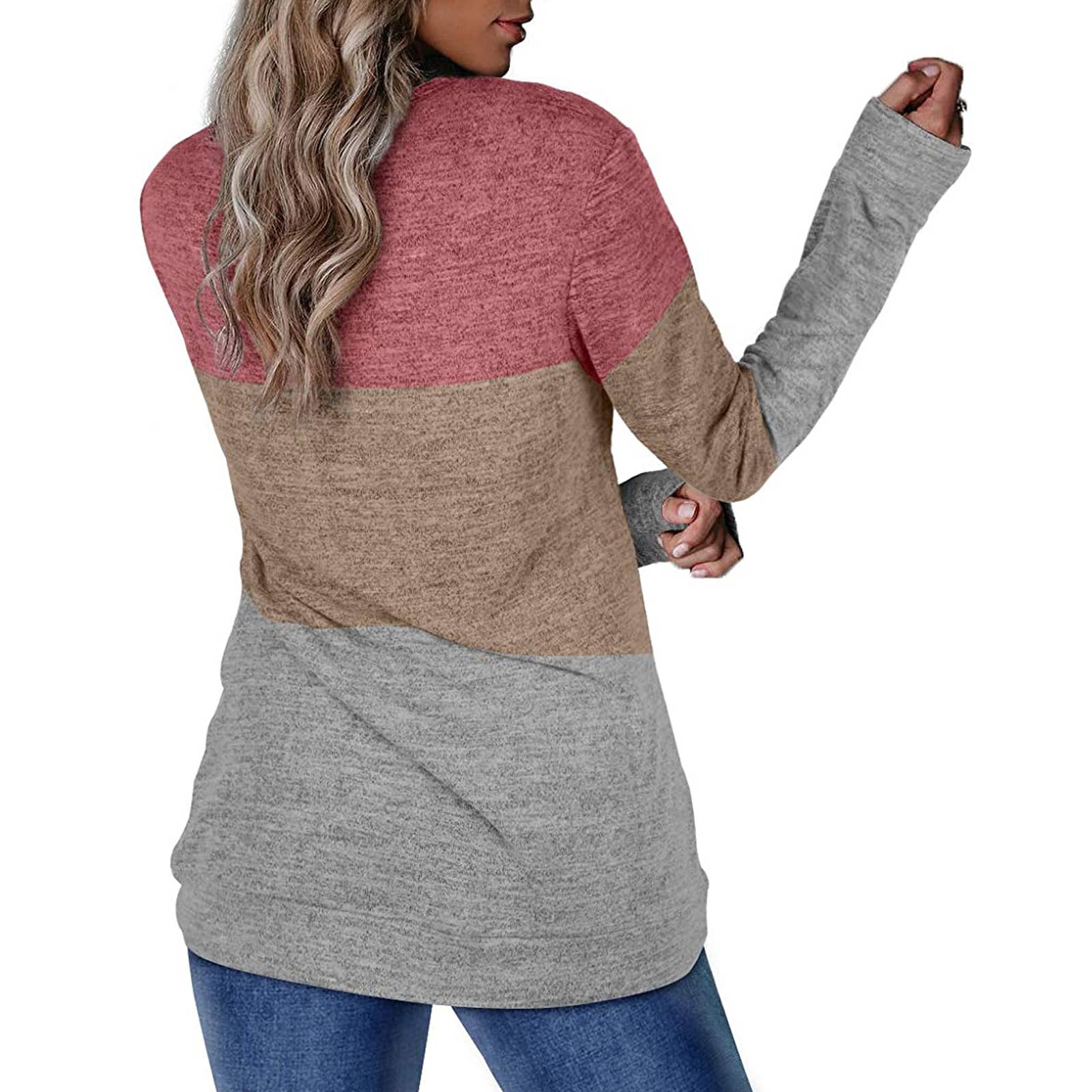 Womens Crew Neck Pullover Matching Color Hoodie