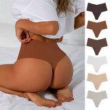 HIGH WAISTED LARGE SIZE SEAMLESS ICE SILK THONG_CWMU0079