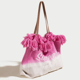 Women Monogram Tassel Beach Bag Tote Bag_Cwab1905