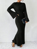 Trumpet Sleeve Long Fishtail Floor-Length Dress
