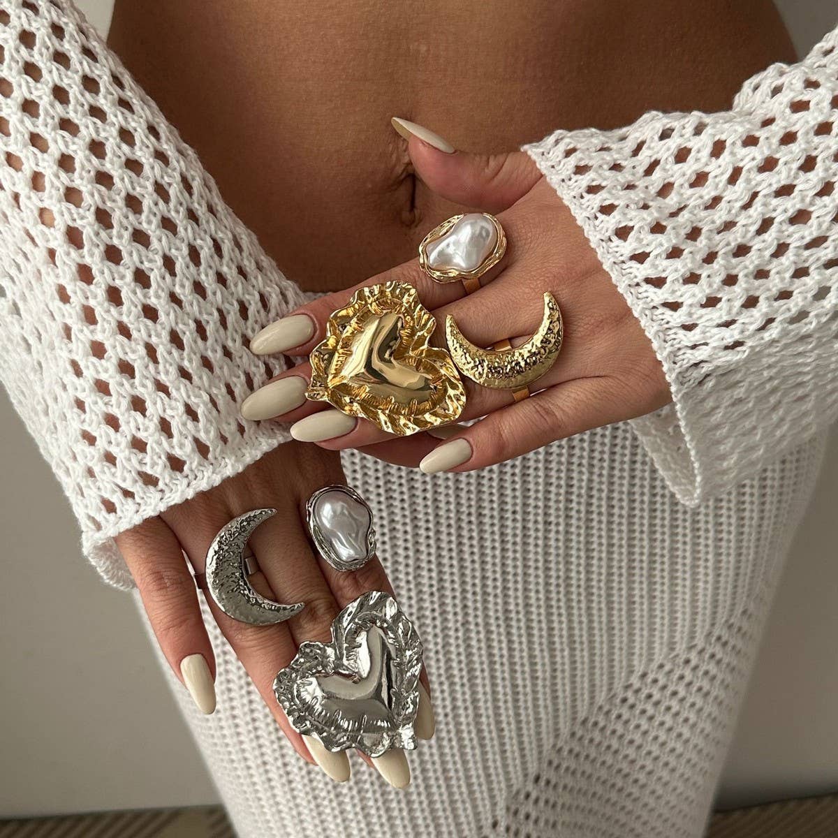 NEW WRINKLED THREE DIMENSIONAL LOVE ALLOY RING_CWMM3241