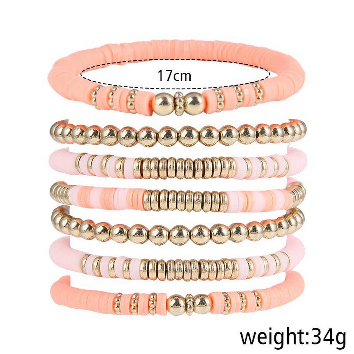 Vintage Clay Round Bead Bracelet Set Jewelry_Cwmm3513