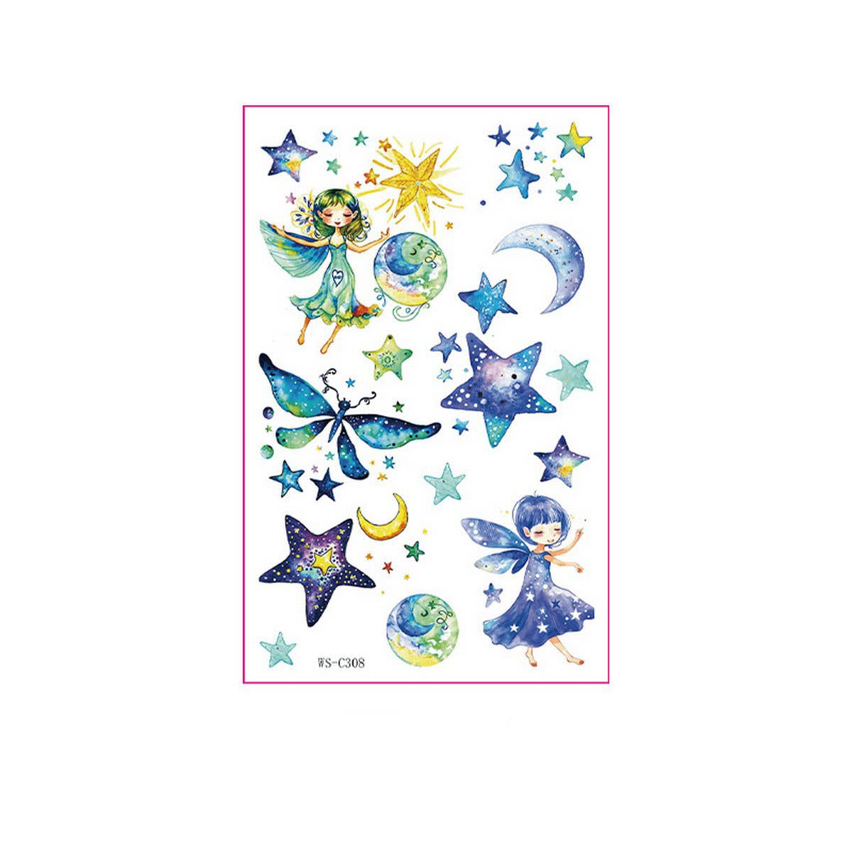 KIDS GLITTER TATTOO STICKERS BEAR BUTTERFLY STARS_CWMM8362