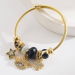 Trendy Evil Eye Clover Star Charm Bracelet_Cwmm8509