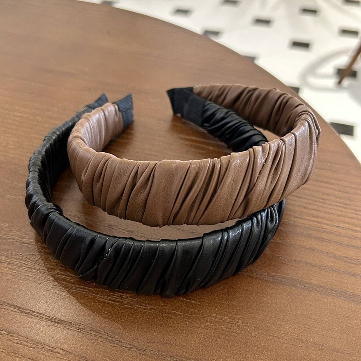 FRENCH STYLE RETRO PLEATED WIDE BRIM HEADBAND_CWAHA2861