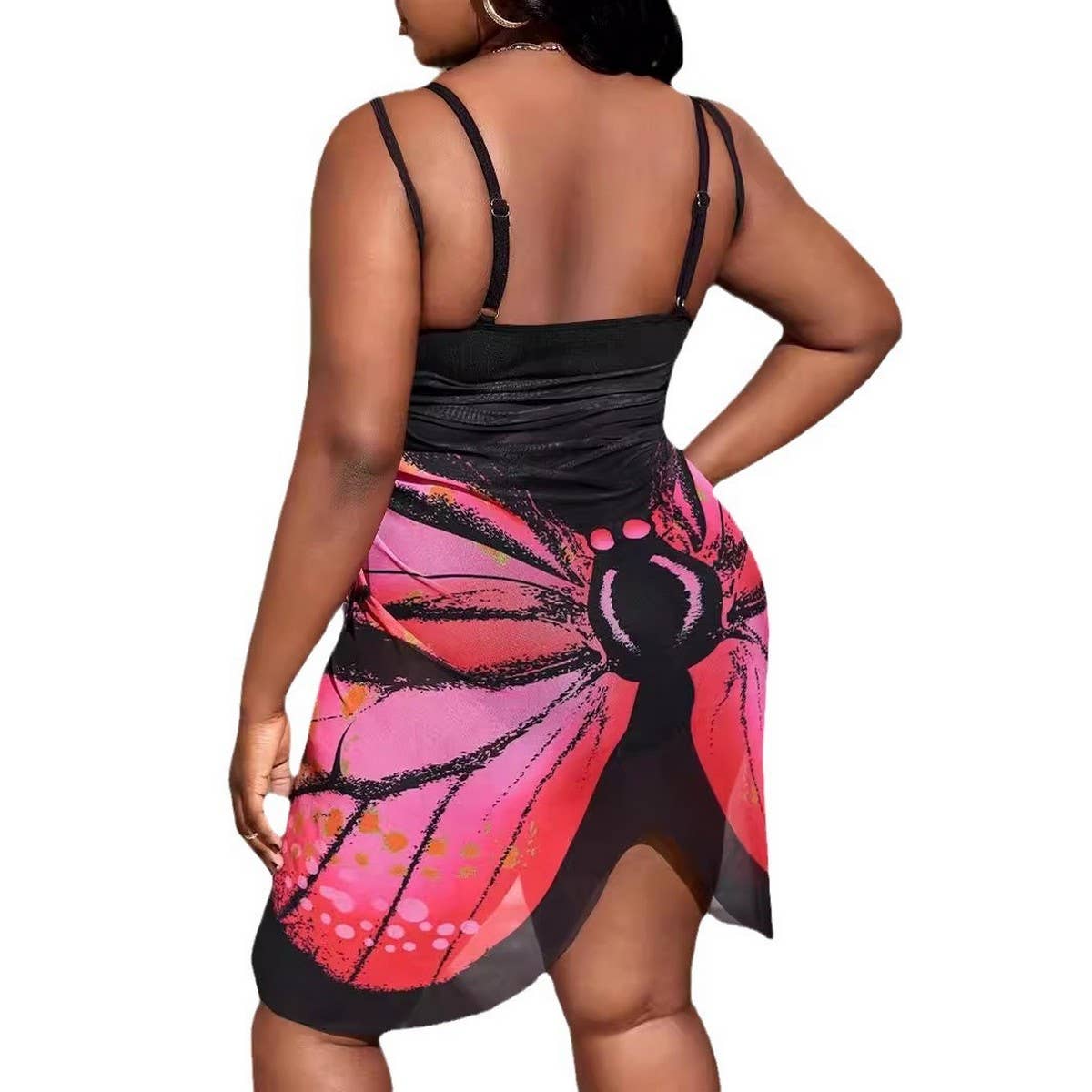 3D BUTTERFLY PRINT MESH BEACH DRESS SEXY COMFY_CWBLS0497