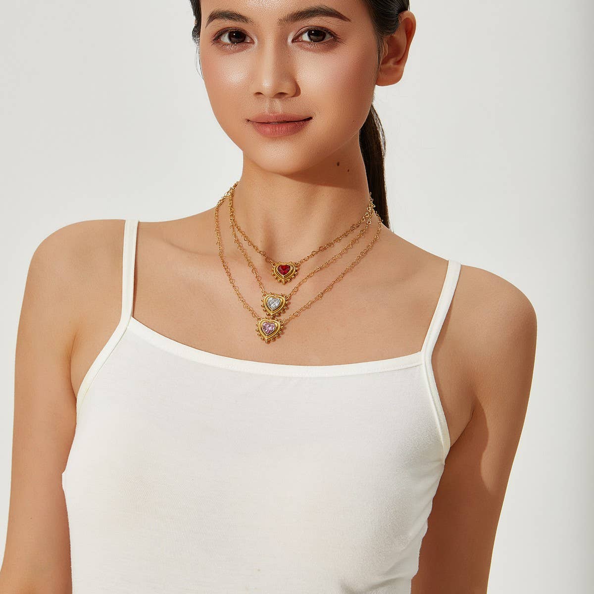 MINIMALIST STAINLESS STEEL HEART ZIRCON NECKLACE_CWMM8828