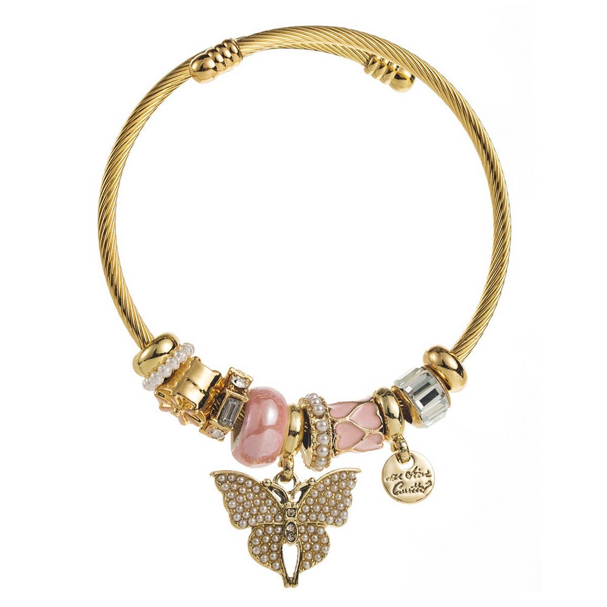 DIY STAINLESS STEEL BEADED BRACELET WITH BUTTERFLY_CWMM8572