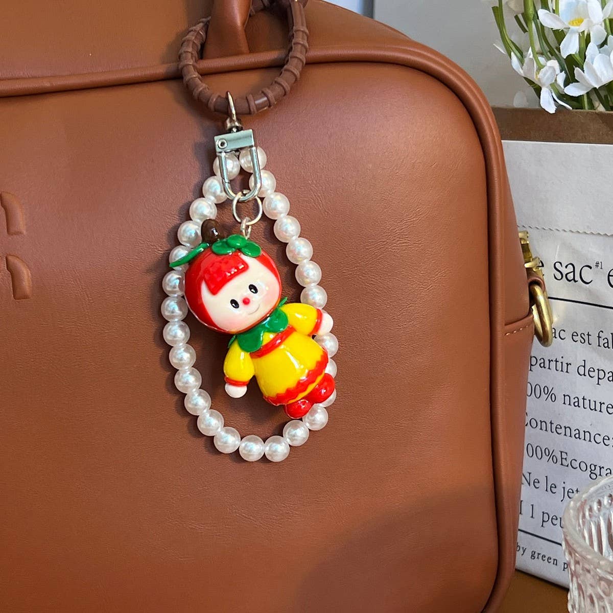 NEW CARTOON CLAY KEYCHAIN PEARL CHAIN GIFT CHARM_CWMM7879