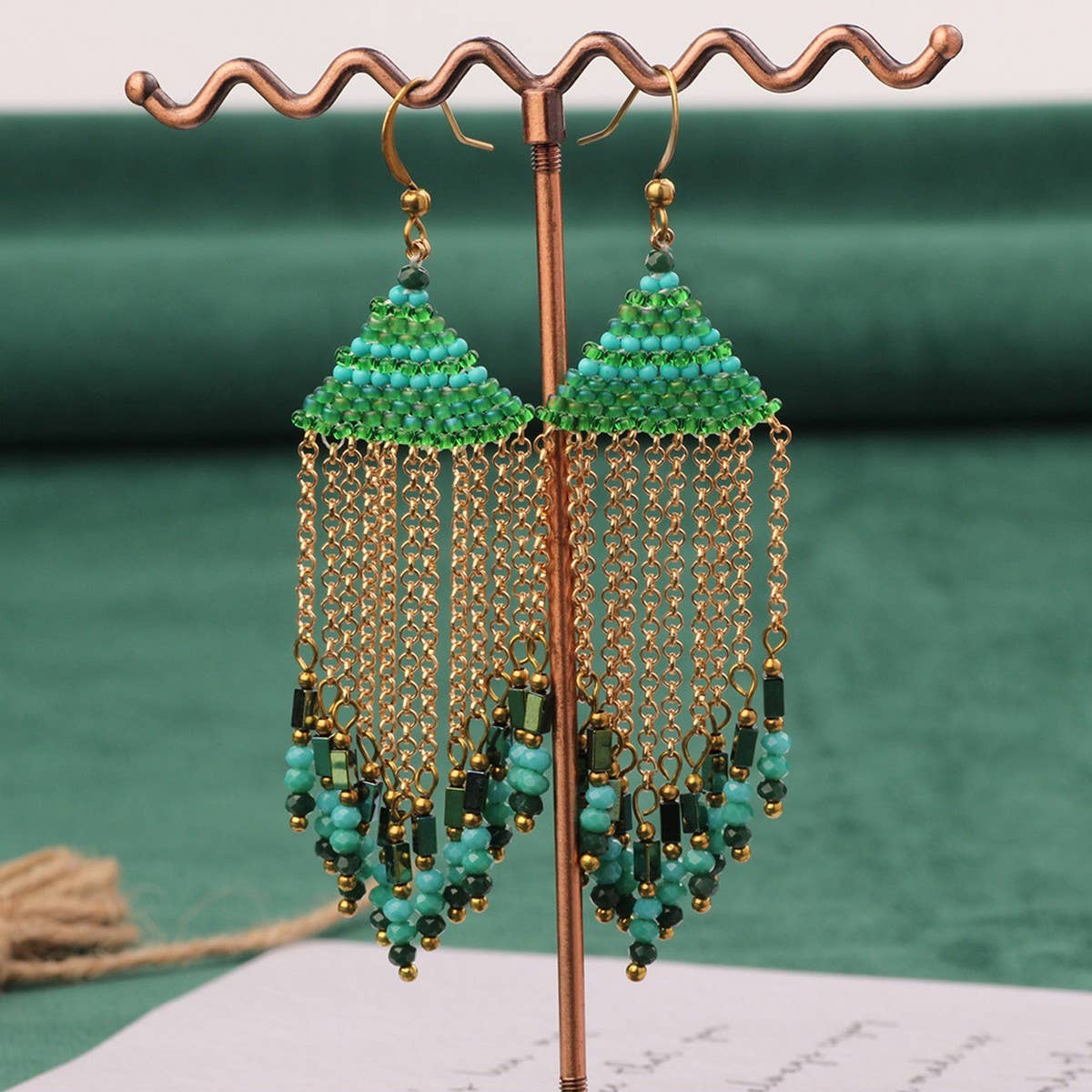HIGH GRADE NATURAL STONE WOVEN COLORFUL EARRINGS_CWAJE3983
