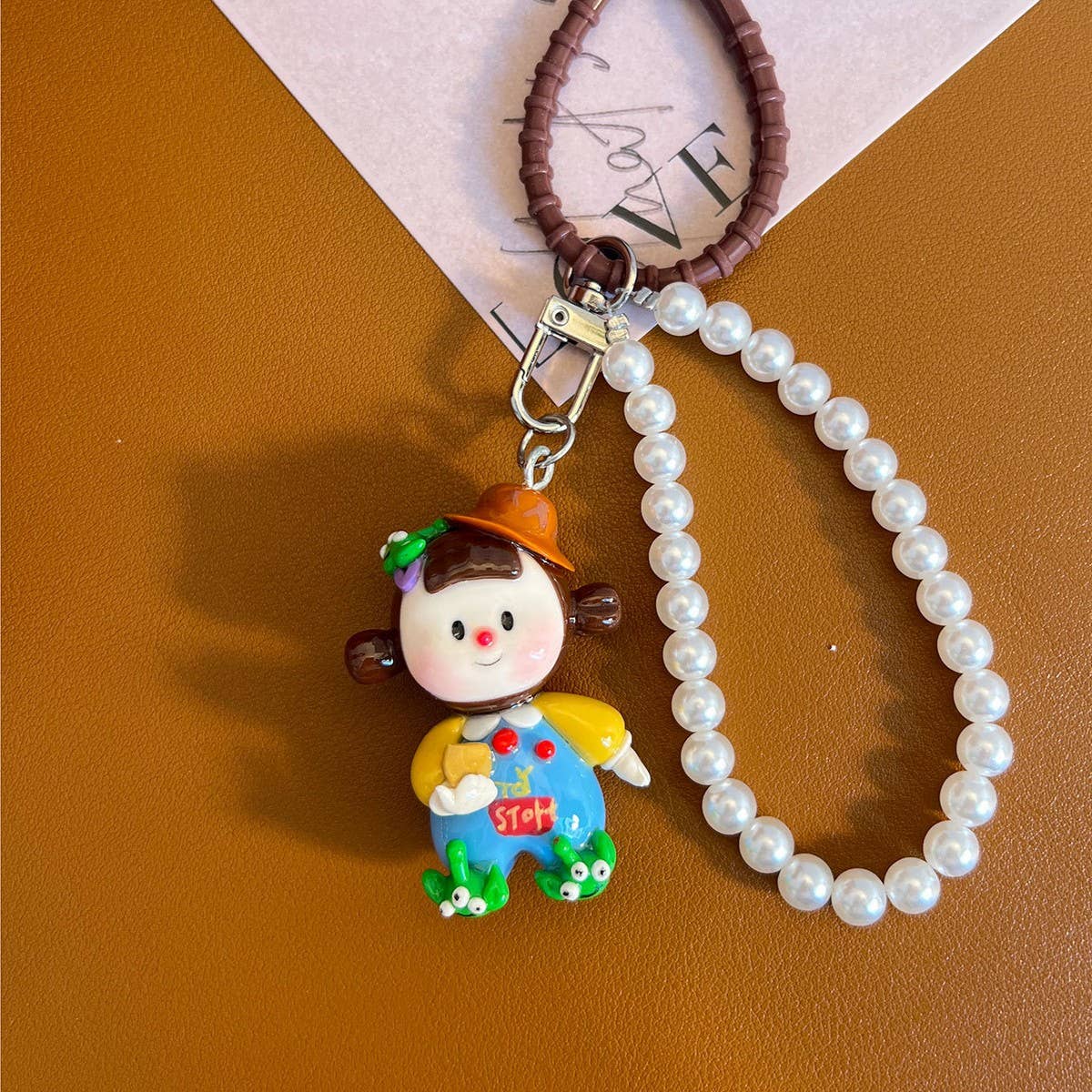 NEW CARTOON CLAY KEYCHAIN PEARL CHAIN GIFT CHARM_CWMM7879