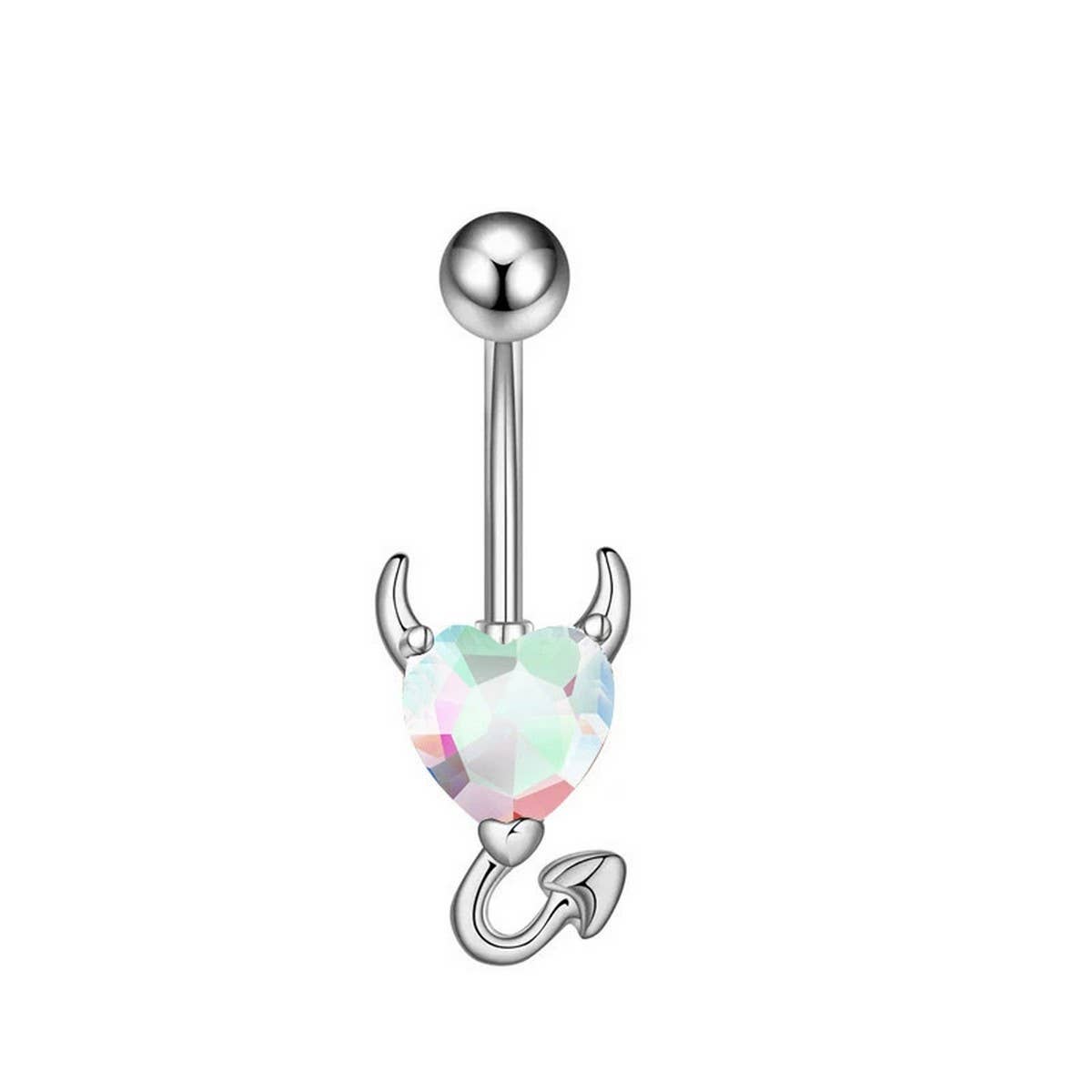 DEVIL HEART ZIRCON BELLY BUTTON PIERCING RING_CWMM9229