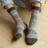 5 PAIRS OF ETHNIC STYLE SMALL DIAMOND WOOL SOCKS_CWMS0677
