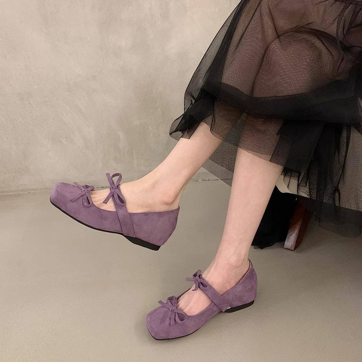 PINK BALLET FLATS WITH BOW PLATFORM MARY JANE_CWSHF0147