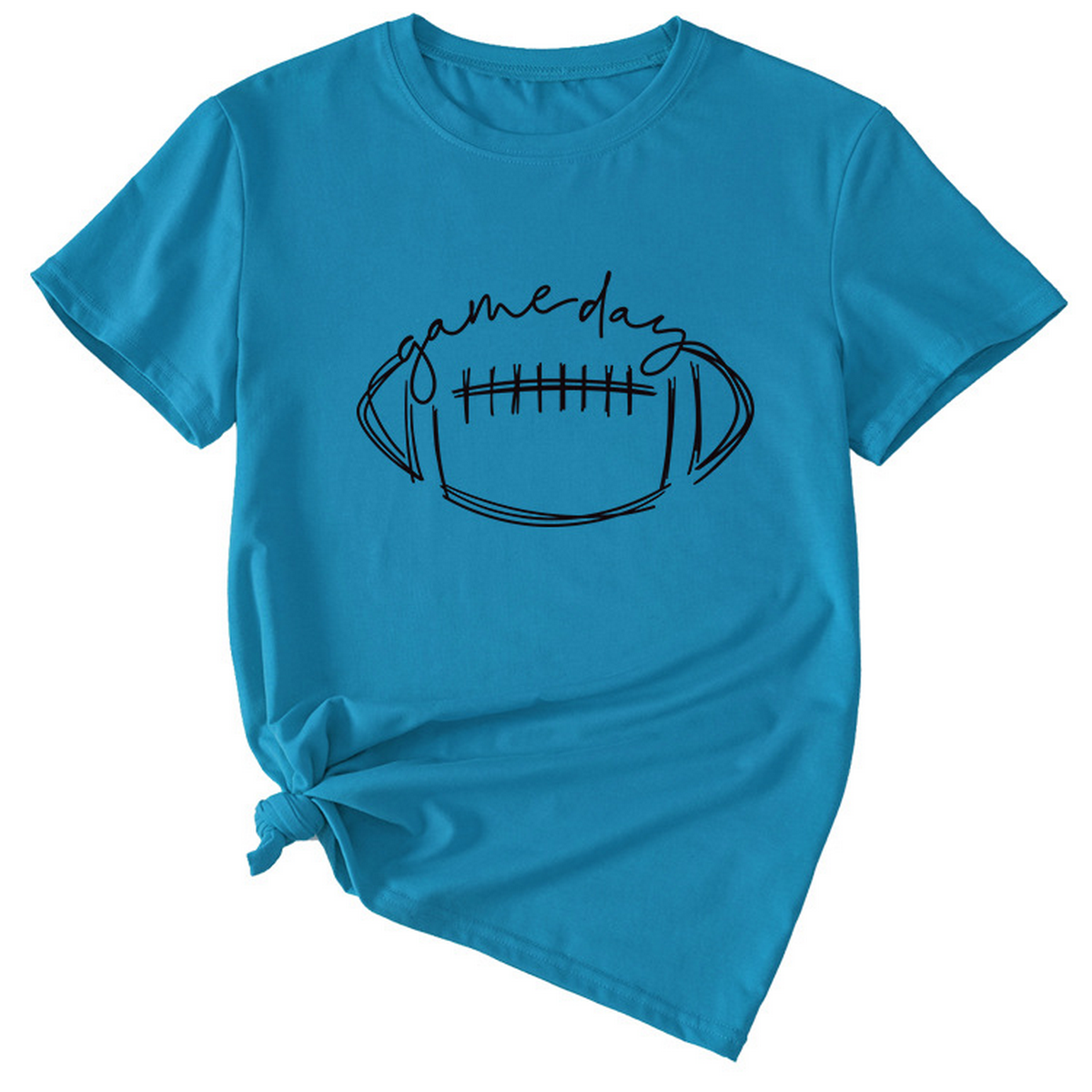 Wome Casual Tee With Fun Football Print_Cwdsd8368