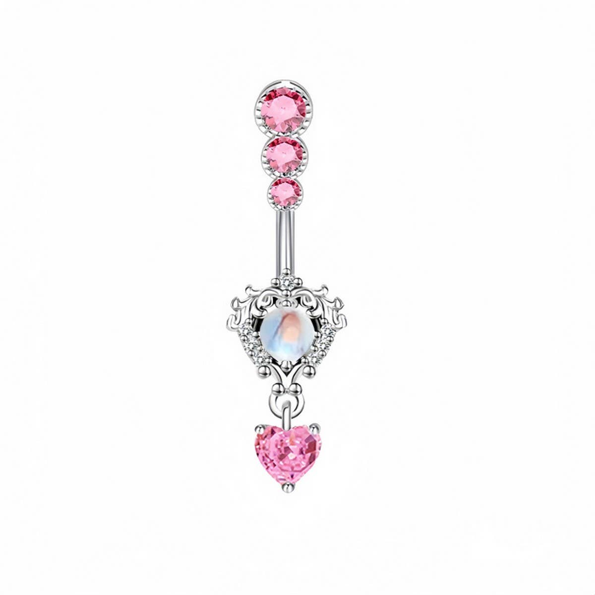 BUTTERFLY CZ BELLY RING WITH STAINLESS STEEL BAR_CWMM9250