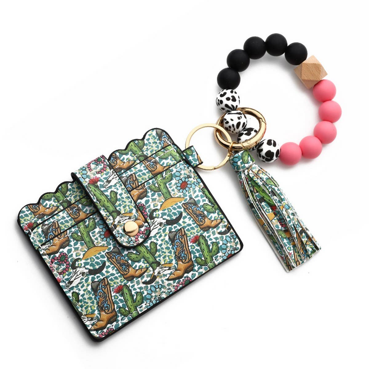 Western Style Cow Head Wallet With Silicone Beads_Cwab4993