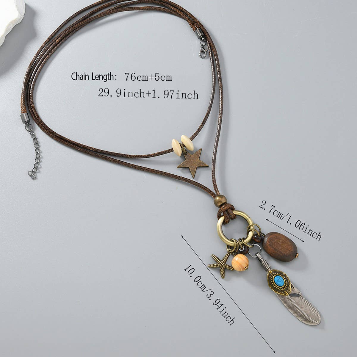 Womens Fashionable Long Feather Necklace_Cwmm4582