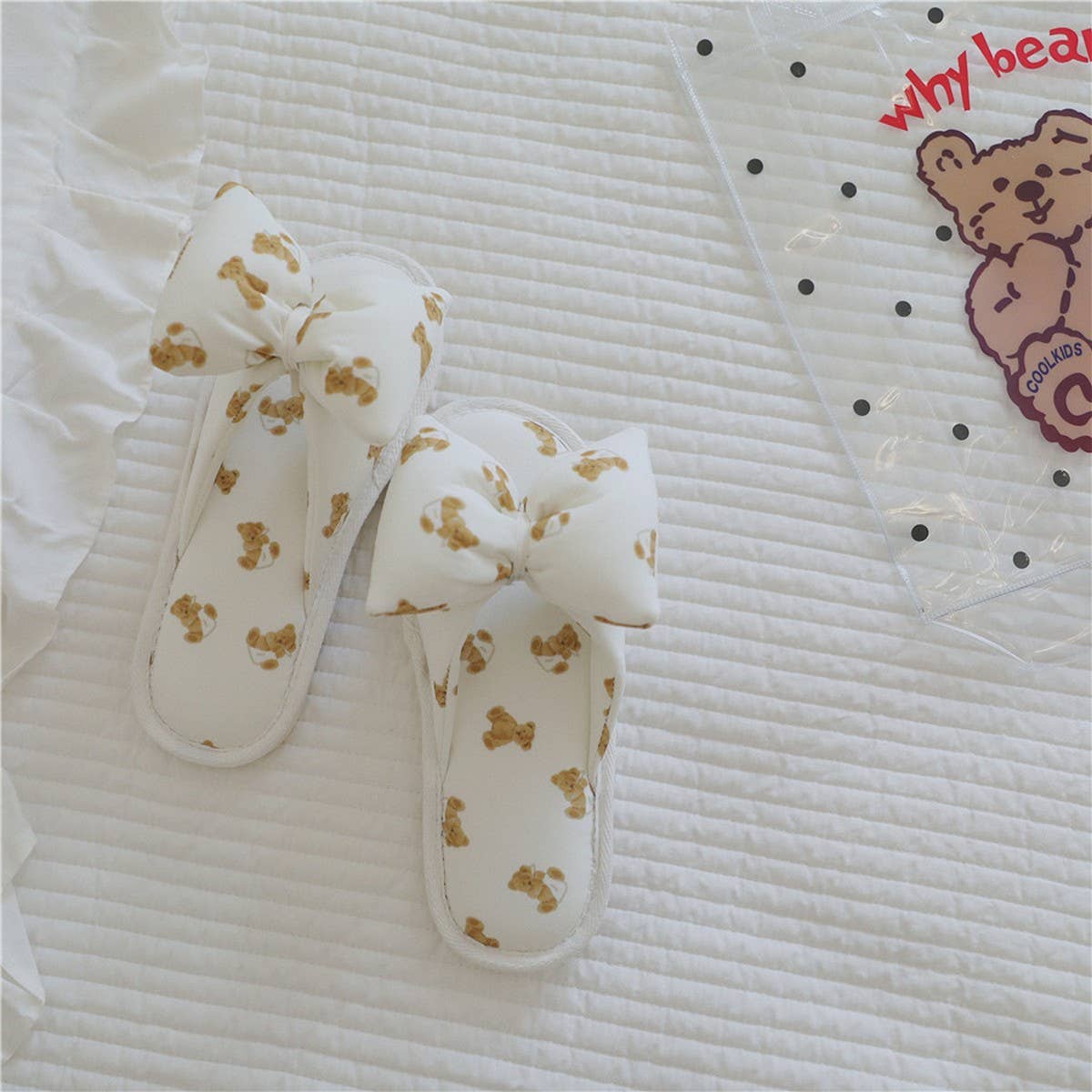 NEW BEAR BOWKNOT HOME SLIPPERS FOR WOMEN_CWMM2974