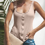 U Neck Solid Color Sleeveless Breasted Vest