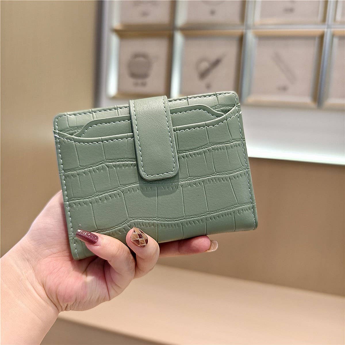 Stone Pattern Bifold Foldable Leather Wallet_Cwab06206
