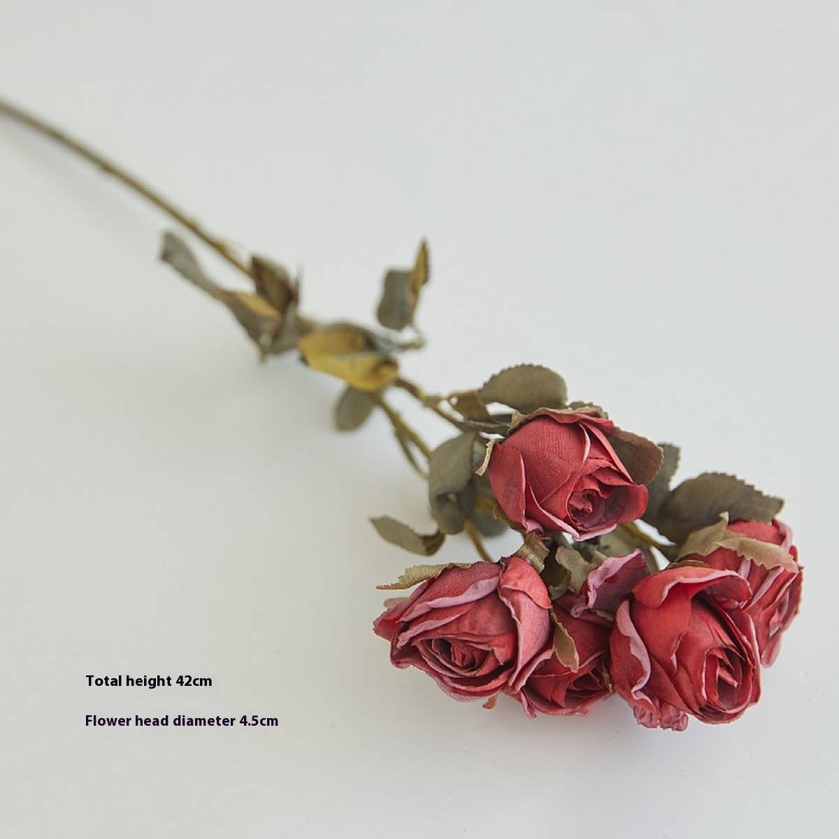 FAUX 5 HEAD WITHERED ROSE WITH BURNT EDGE LOOK_CWMM6589