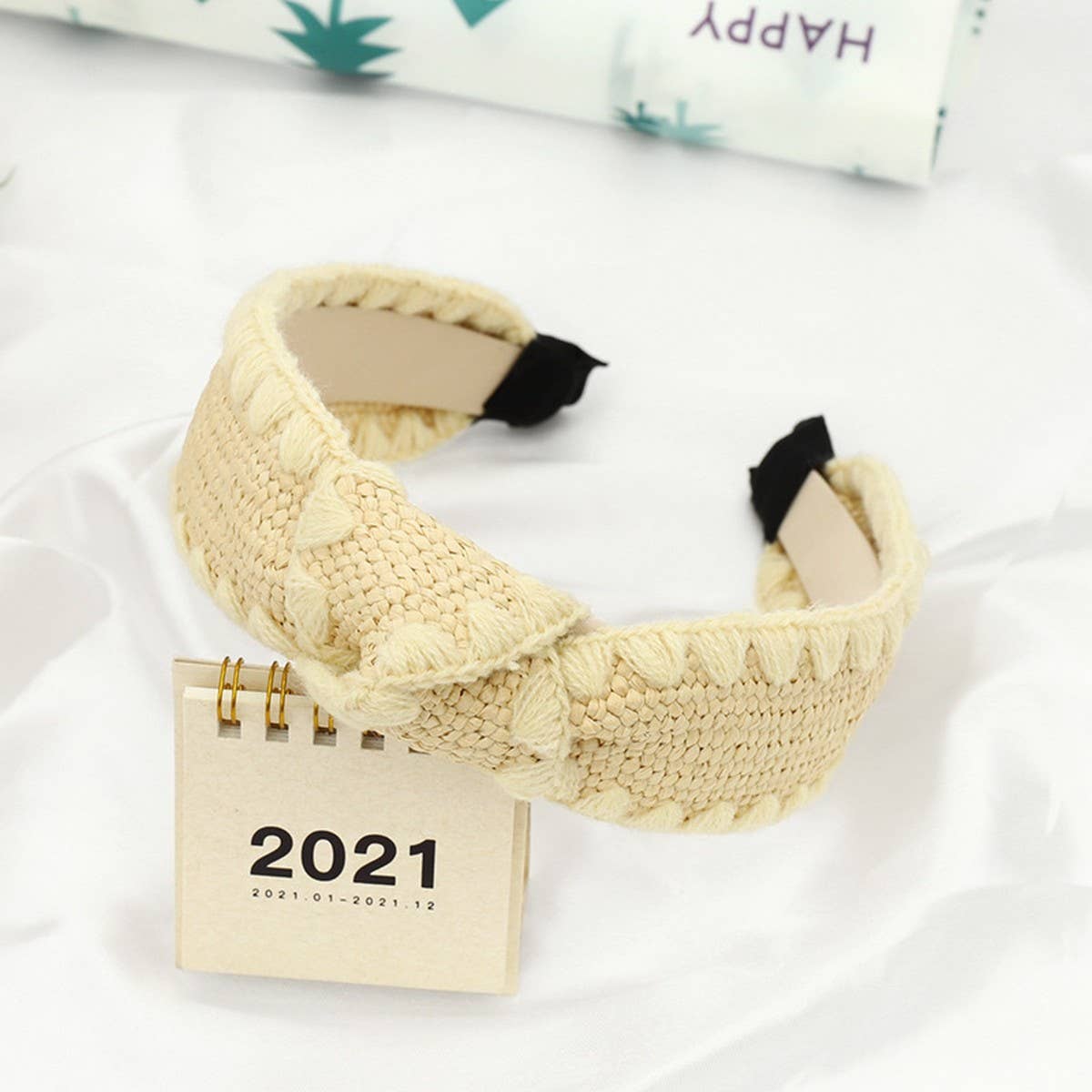 RAFFIA SIMPLE COLOR BLOCKED KNOTTED HEADBANDS_CWAHA1160