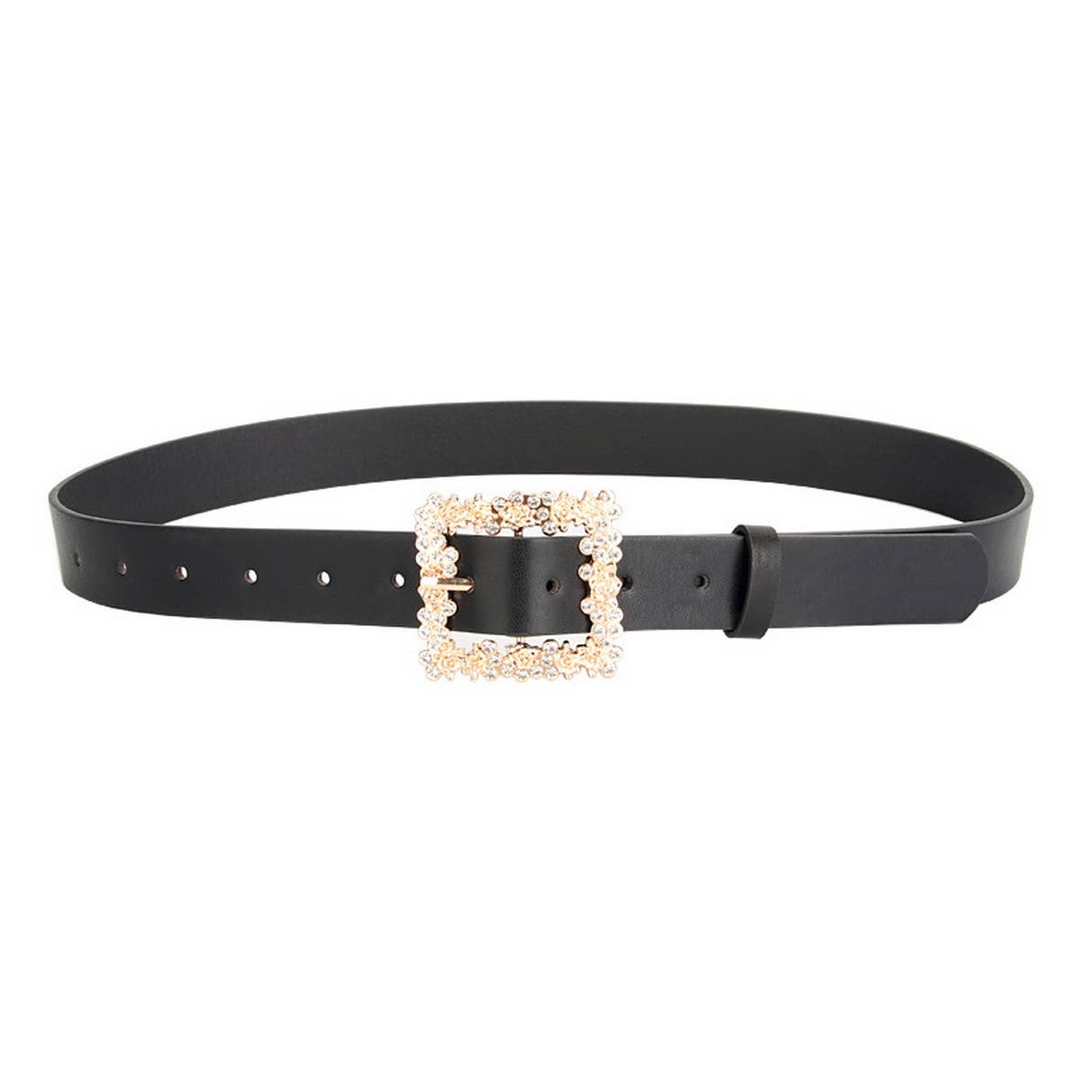ROSE PATTERN RHINESTONE BUCKLE BELTS FOR WOMEN_CWABE0404